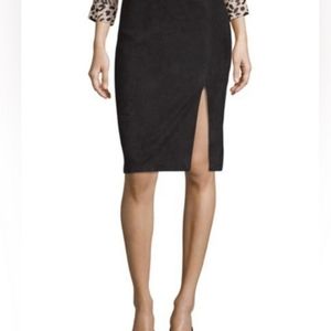Alice + Olivia Black Suede Tani Pencil Skirt